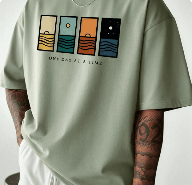 One Day At A Time Oversized Tee - Sage